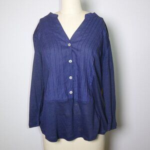 Calamassi Navy Button-Front Top – Size L |NWT